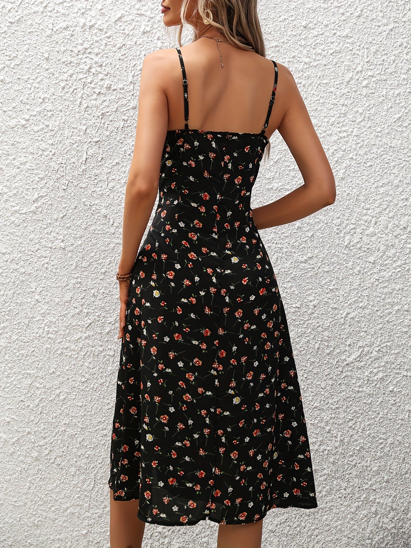 Polka Dot Print Suspender Dress summer Long Dresses