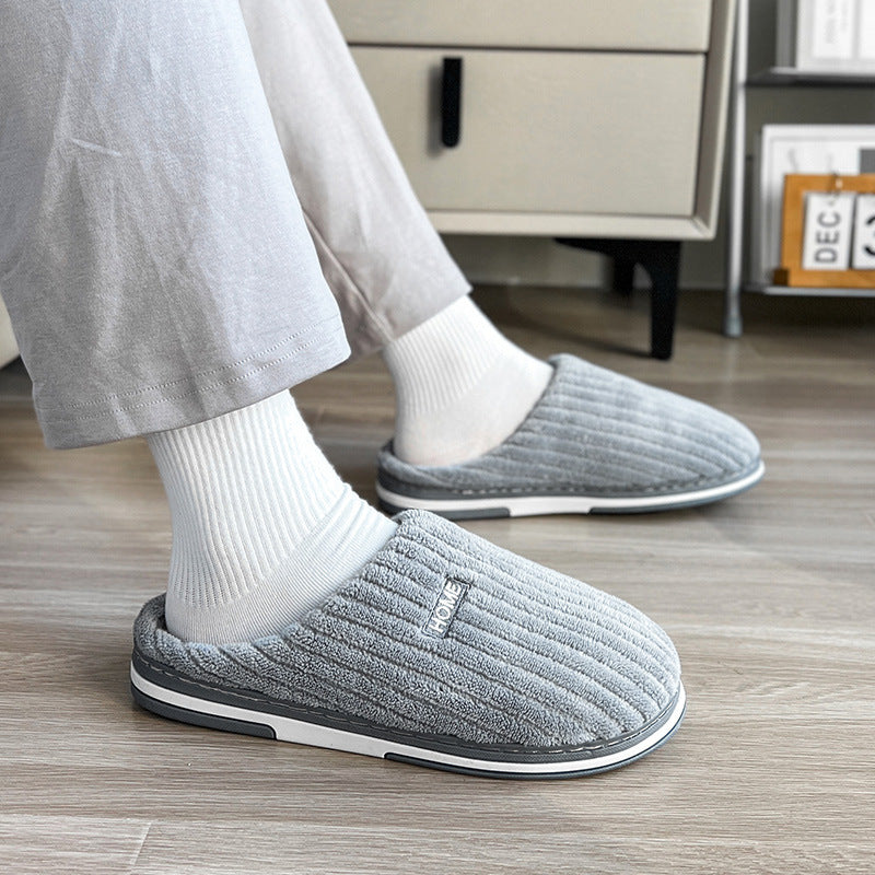 Solid Color Simple Cotton Slippers Winter Non-slip