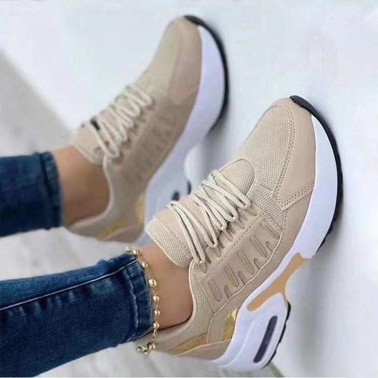 Lace Up Sneakers Women Wedge Heel Running