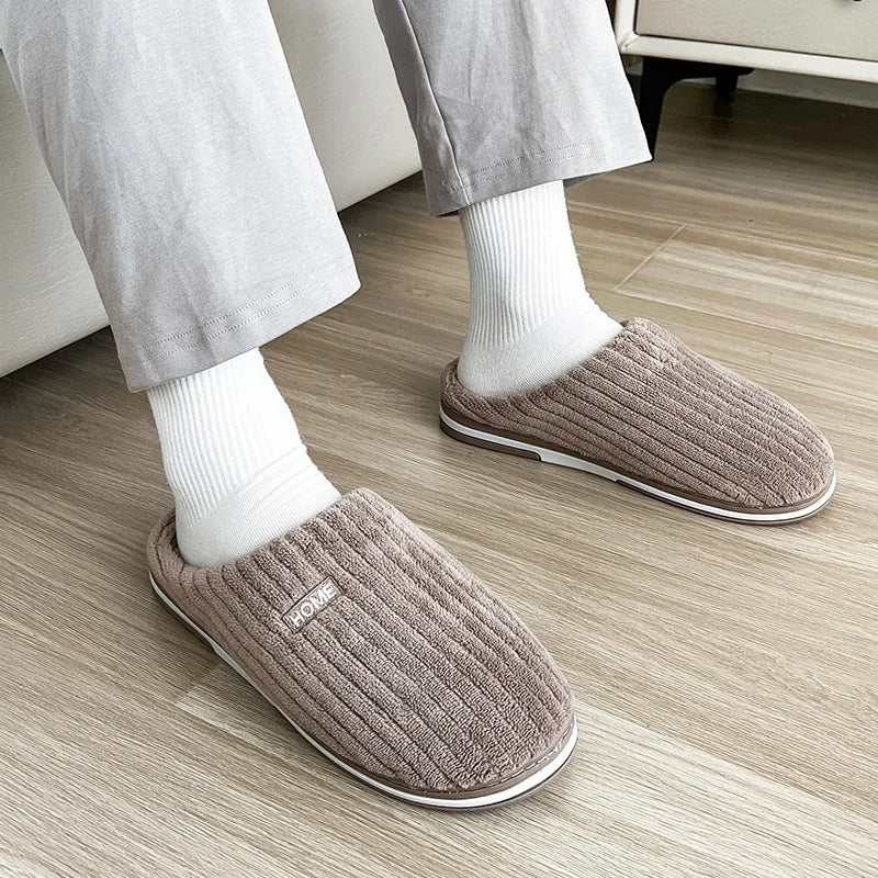 Solid Color Simple Cotton Slippers Winter Non-slip