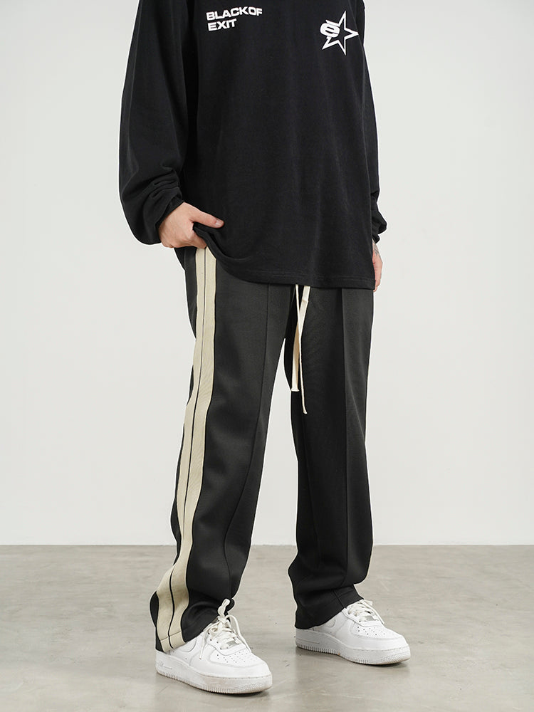 Straight-leg Loose-fitting Sweatpants With Two Bars Webbing