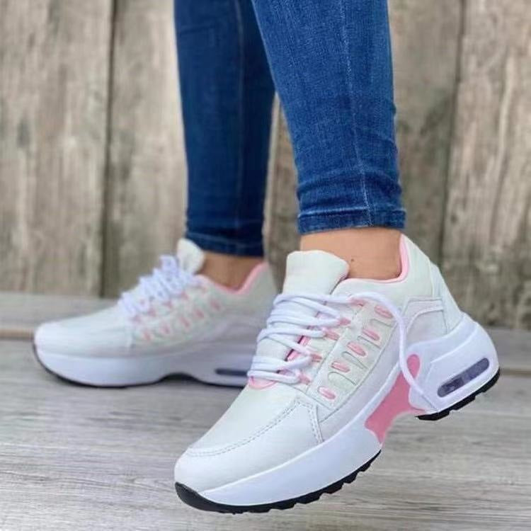 Lace Up Sneakers Women Wedge Heel Running