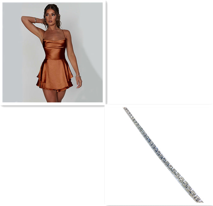 Sexy Suspender Skirt Elegant Slim Strap Satin Backless