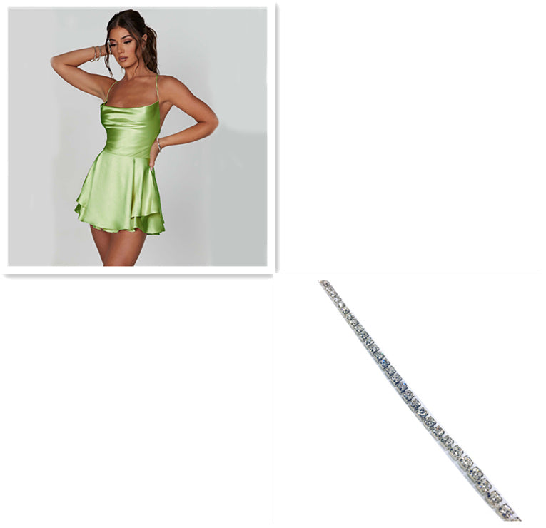 Sexy Suspender Skirt Elegant Slim Strap Satin Backless