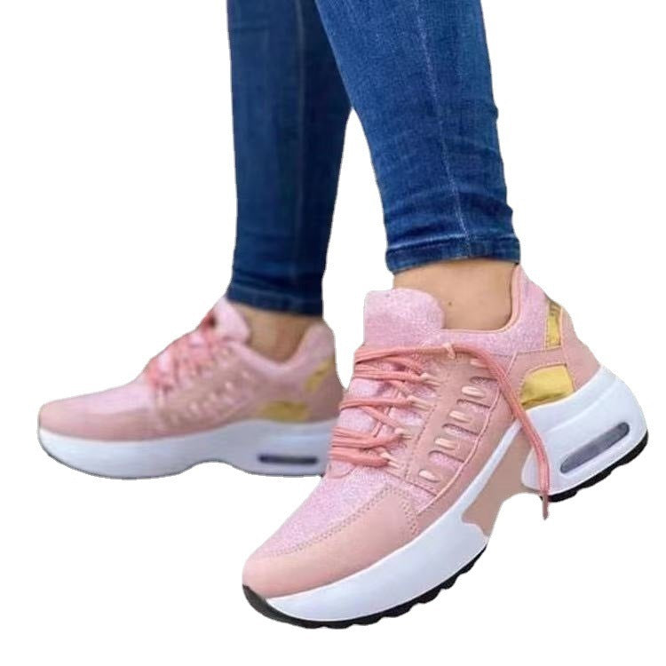 Lace Up Sneakers Women Wedge Heel Running