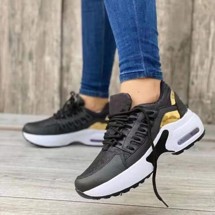 Lace Up Sneakers Women Wedge Heel Running