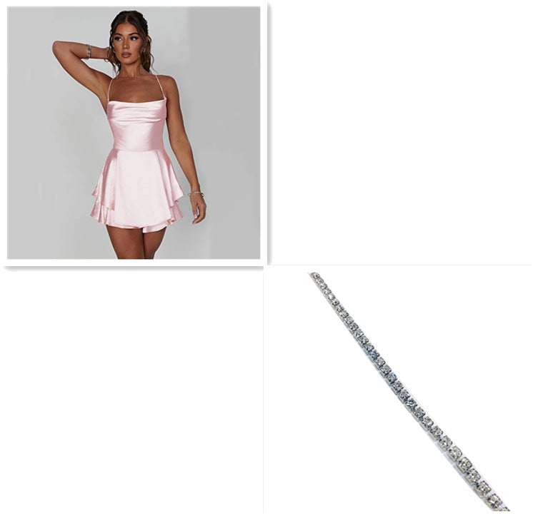 Sexy Suspender Skirt Elegant Slim Strap Satin Backless