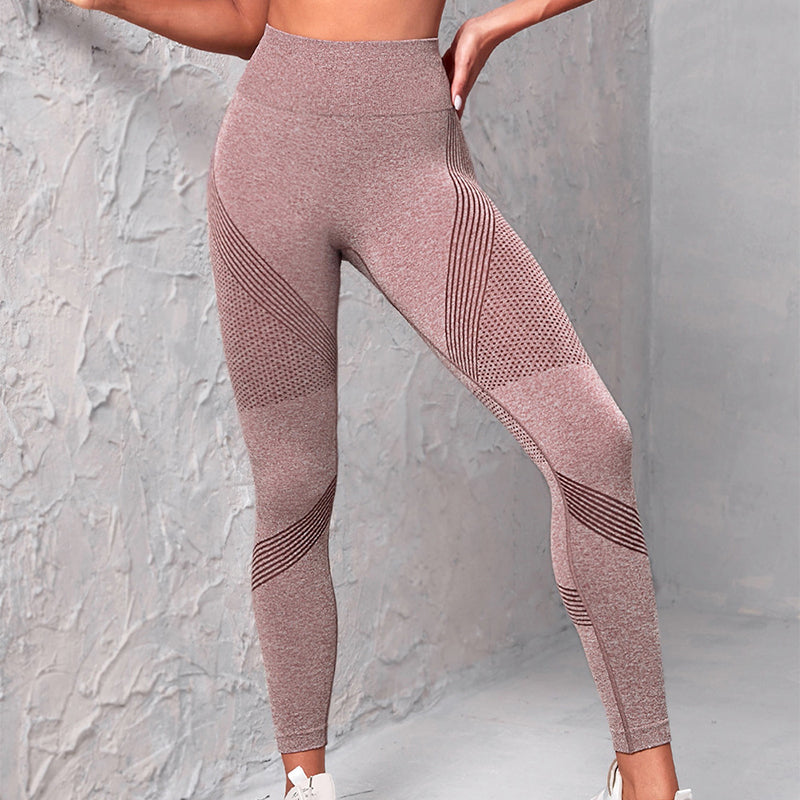 High Waist Seamless Pants Women's Solid Color Dot Striped Butt Lifting Leggings Fitness