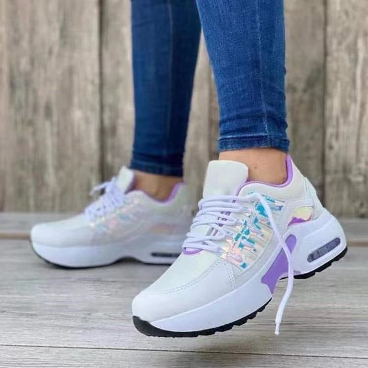 Lace Up Sneakers Women Wedge Heel Running