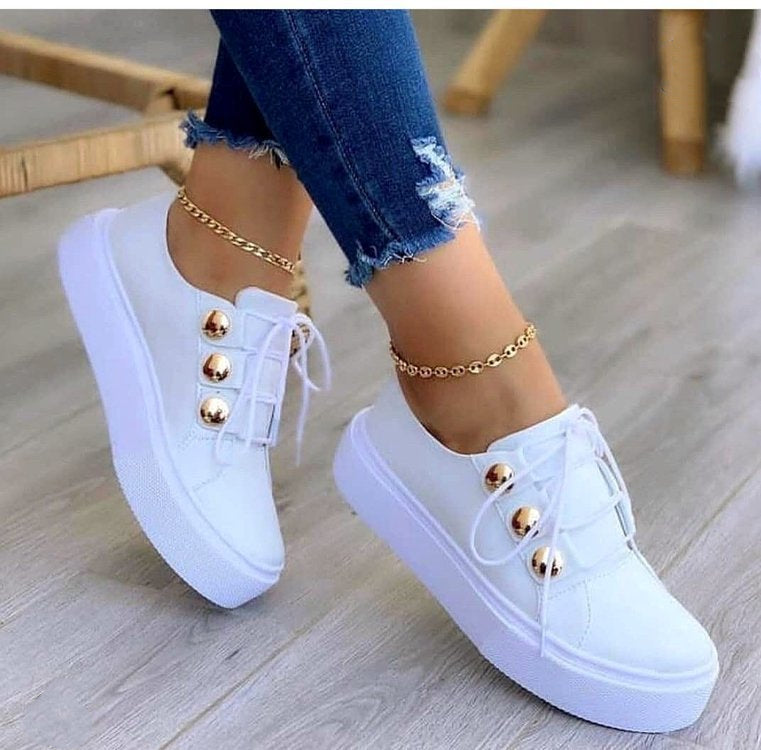 Lace-up Flats Sneakers Women Rivet