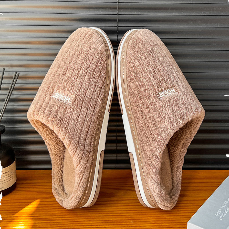 Solid Color Simple Cotton Slippers Winter Non-slip