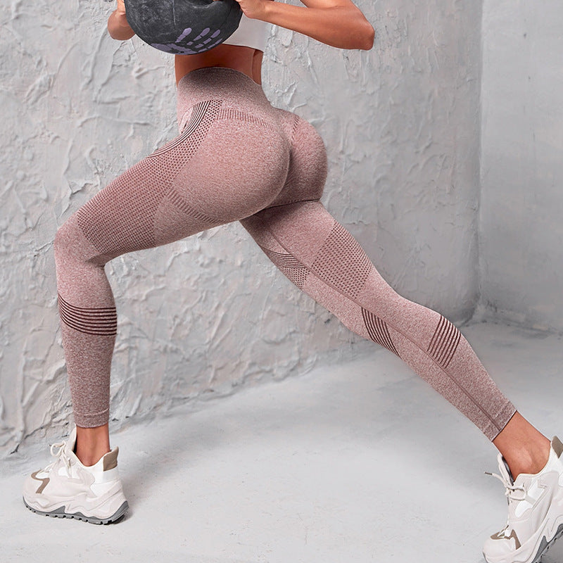 High Waist Seamless Pants Women's Solid Color Dot Striped Butt Lifting Leggings Fitness
