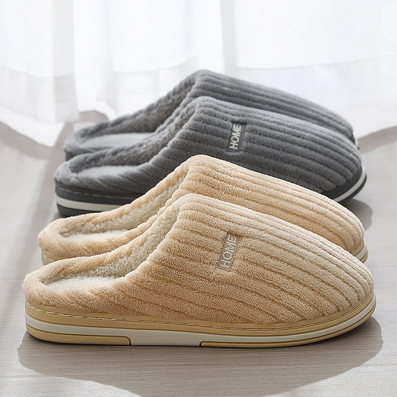 Solid Color Simple Cotton Slippers Winter Non-slip