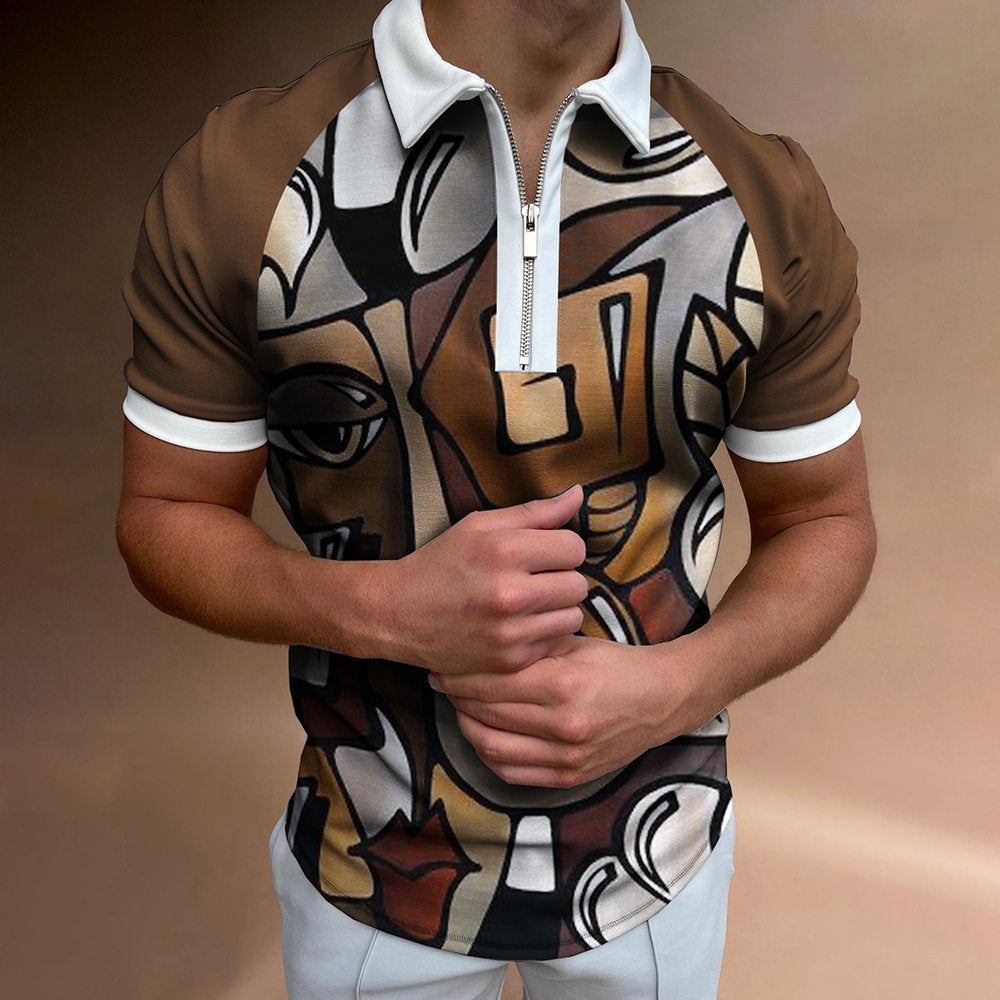 POLO Shirt Striped Printed Short Sleeve T
