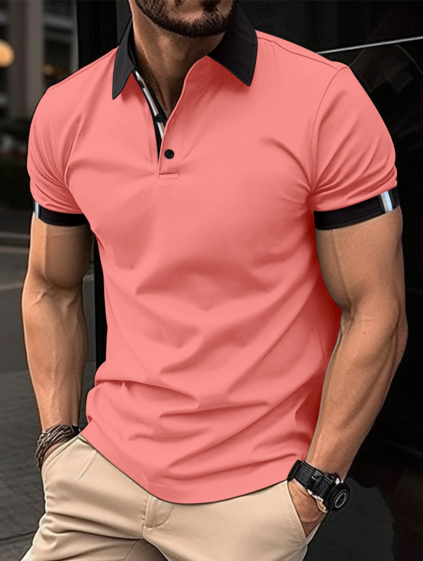 Casual Button Solid Color Short Sleeves
