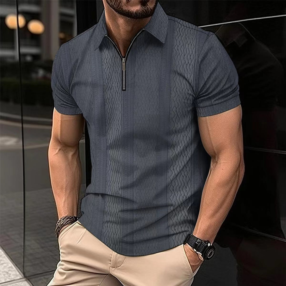 Printing Lapel Button Polo Shirt