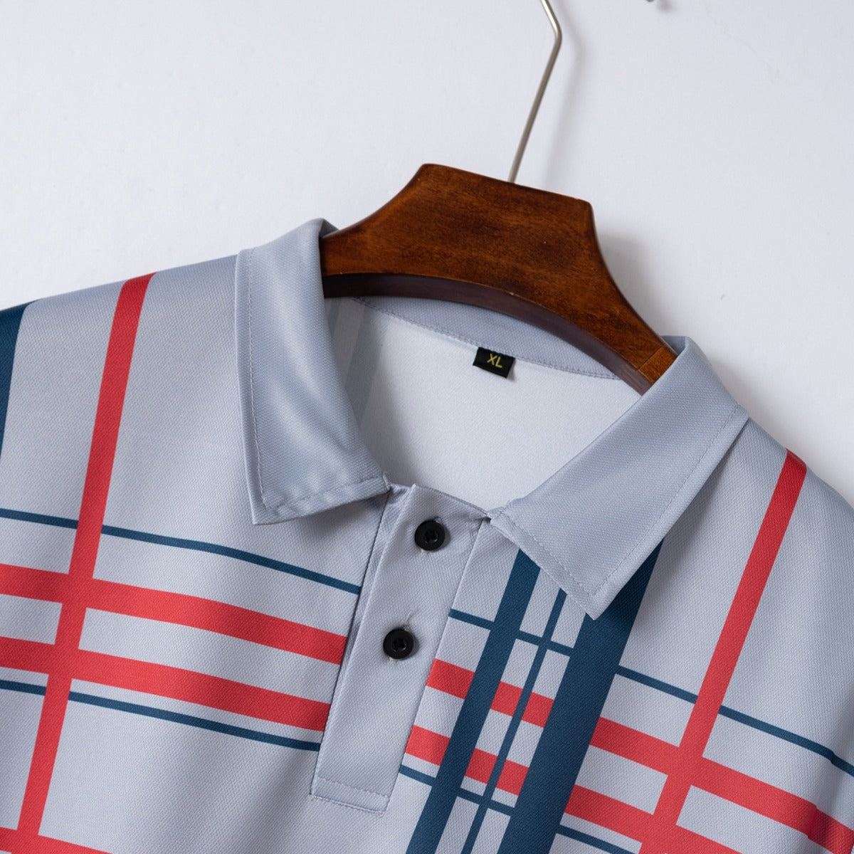 Printed Lapel Button Sport Short Sleeved Shirt