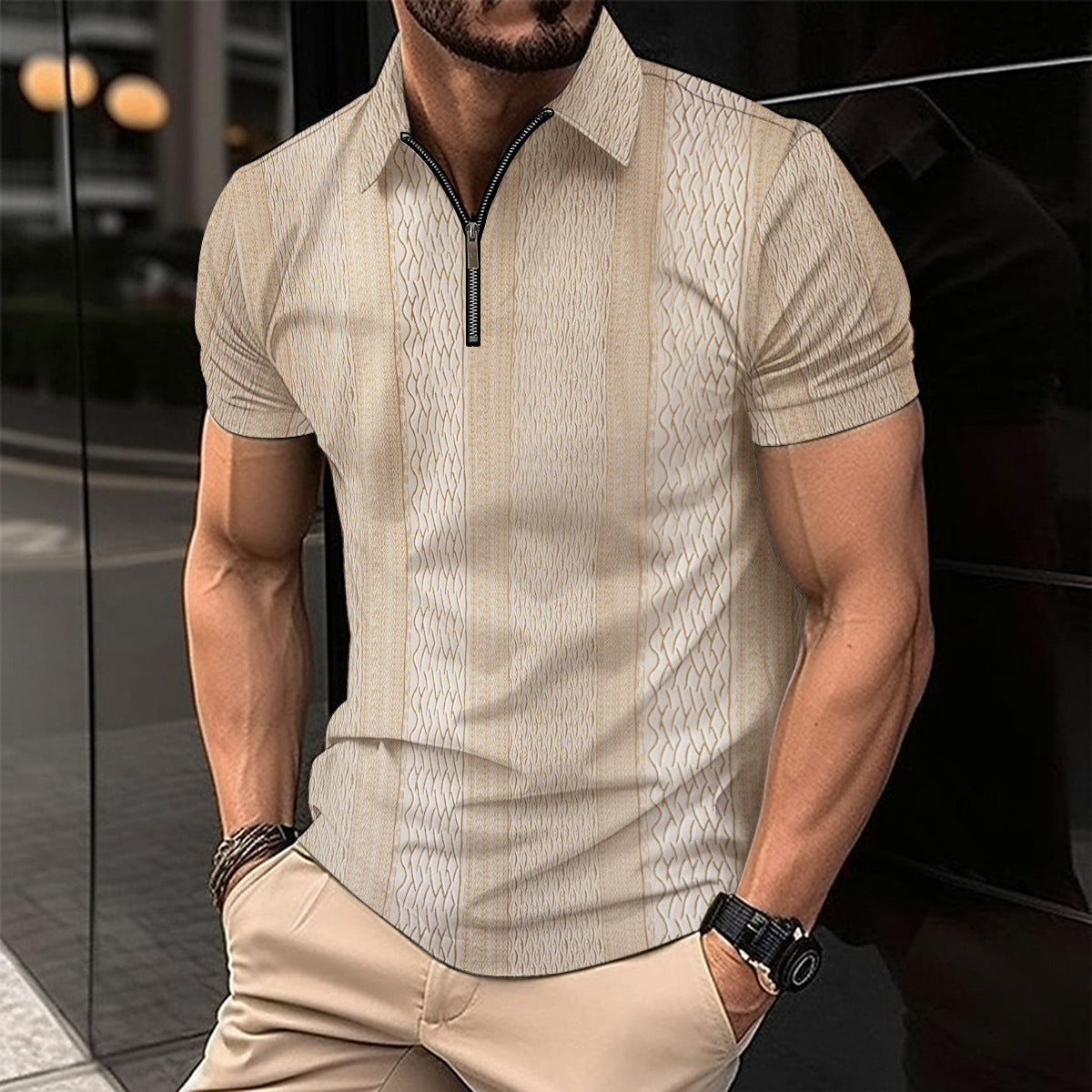 Printing Lapel Button Polo Shirt