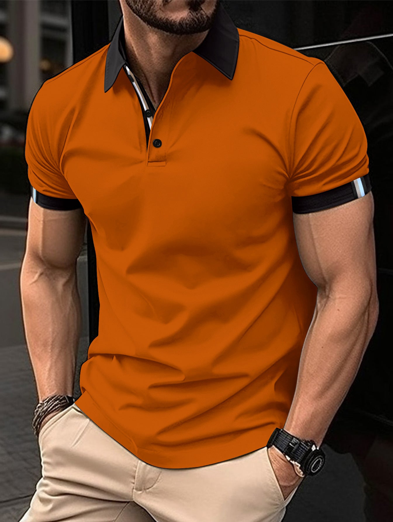 Casual Button Solid Color Short Sleeves