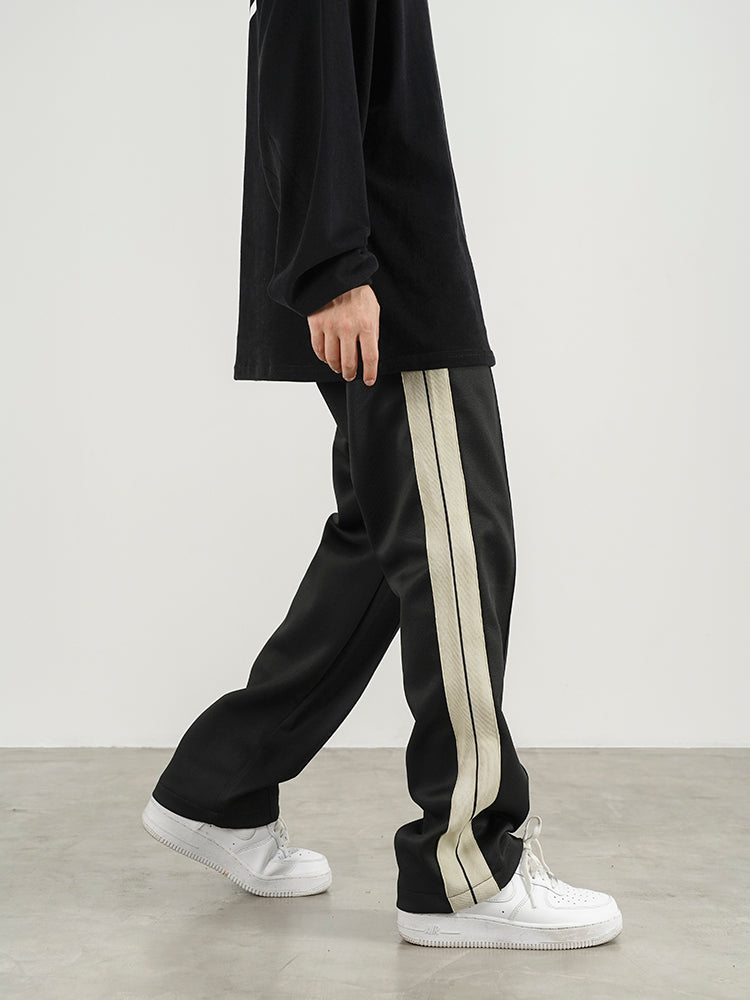 Straight-leg Loose-fitting Sweatpants With Two Bars Webbing