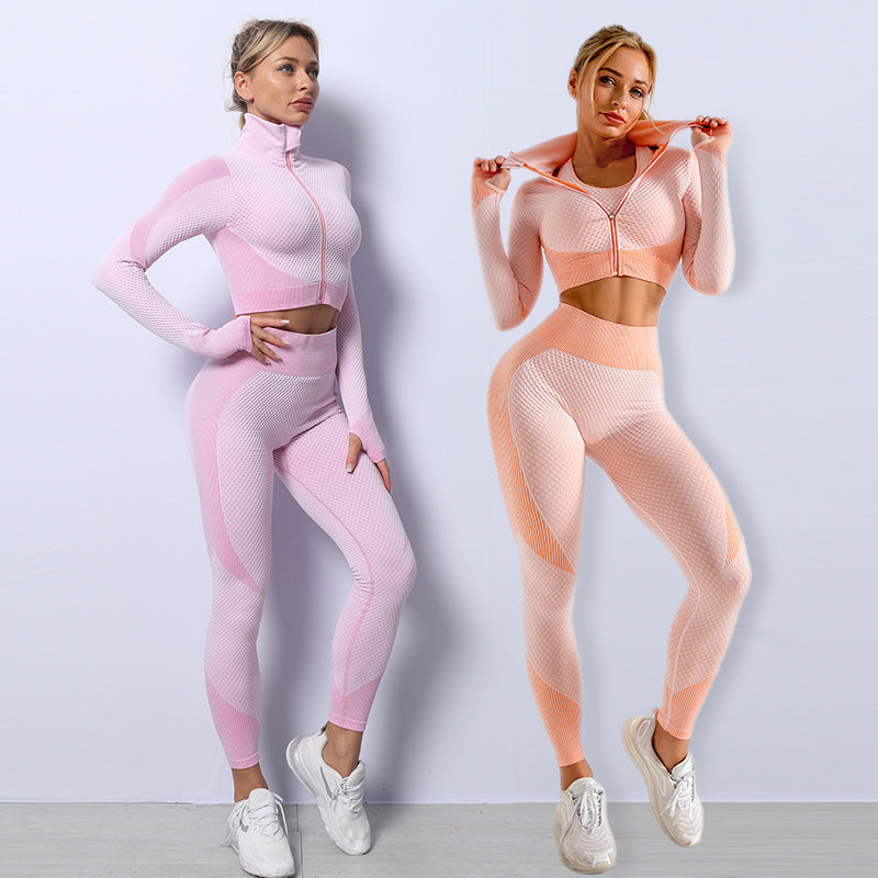 3PCS Yoga Set Seamless Sport Set Women Gym Clothing Leggings
