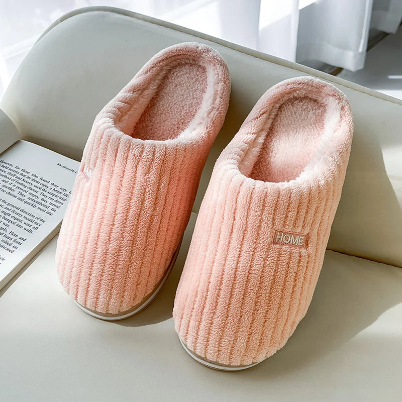 Solid Color Simple Cotton Slippers Winter Non-slip