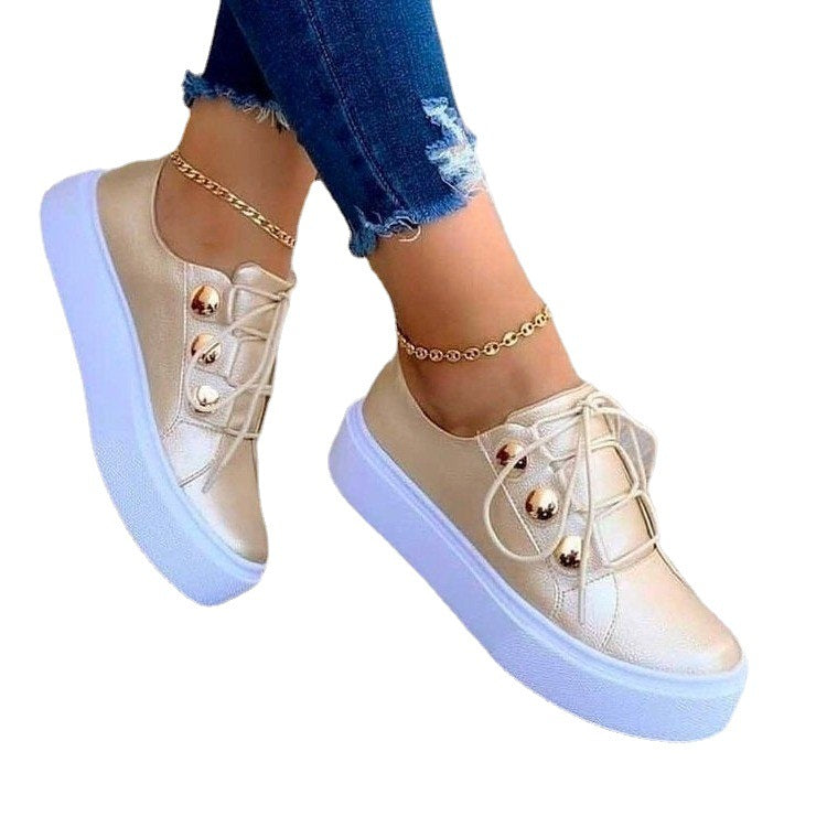 Lace-up Flats Sneakers Women Rivet
