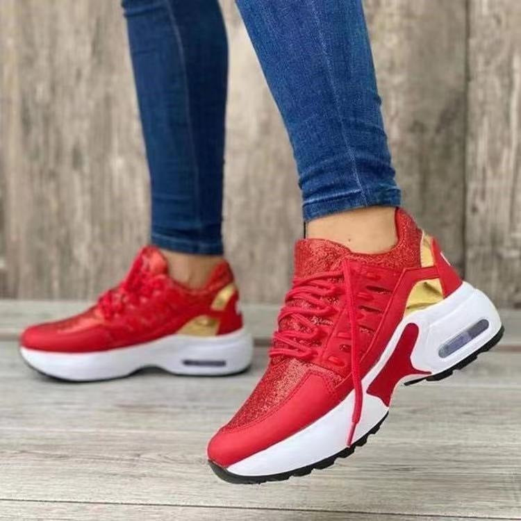 Lace Up Sneakers Women Wedge Heel Running