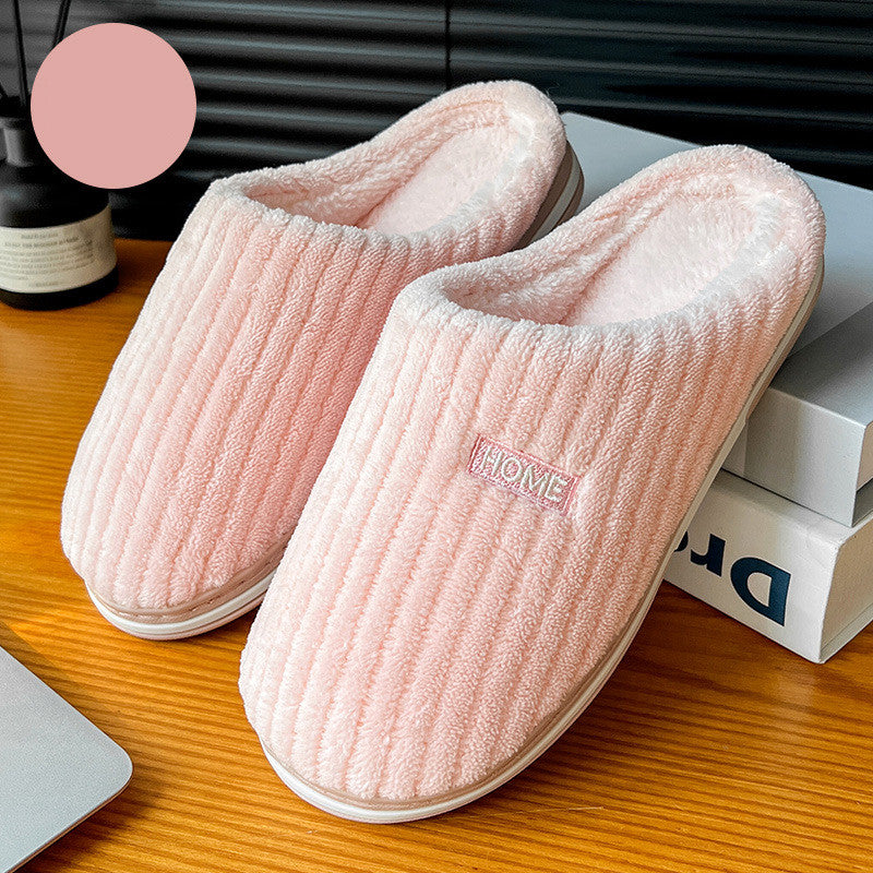 Solid Color Simple Cotton Slippers Winter Non-slip