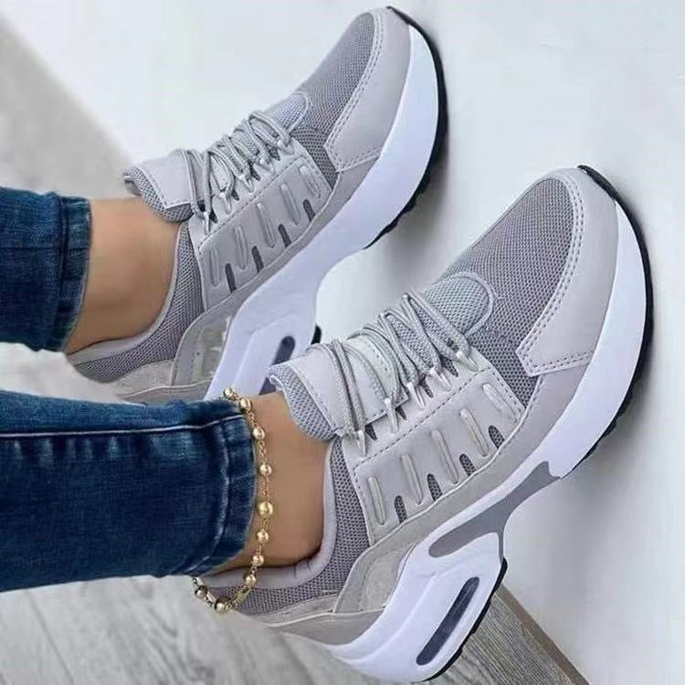 Lace Up Sneakers Women Wedge Heel Running