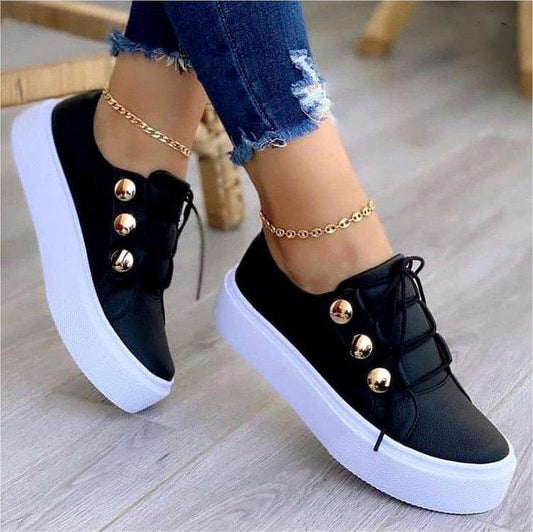 Lace-up Flats Sneakers Women Rivet