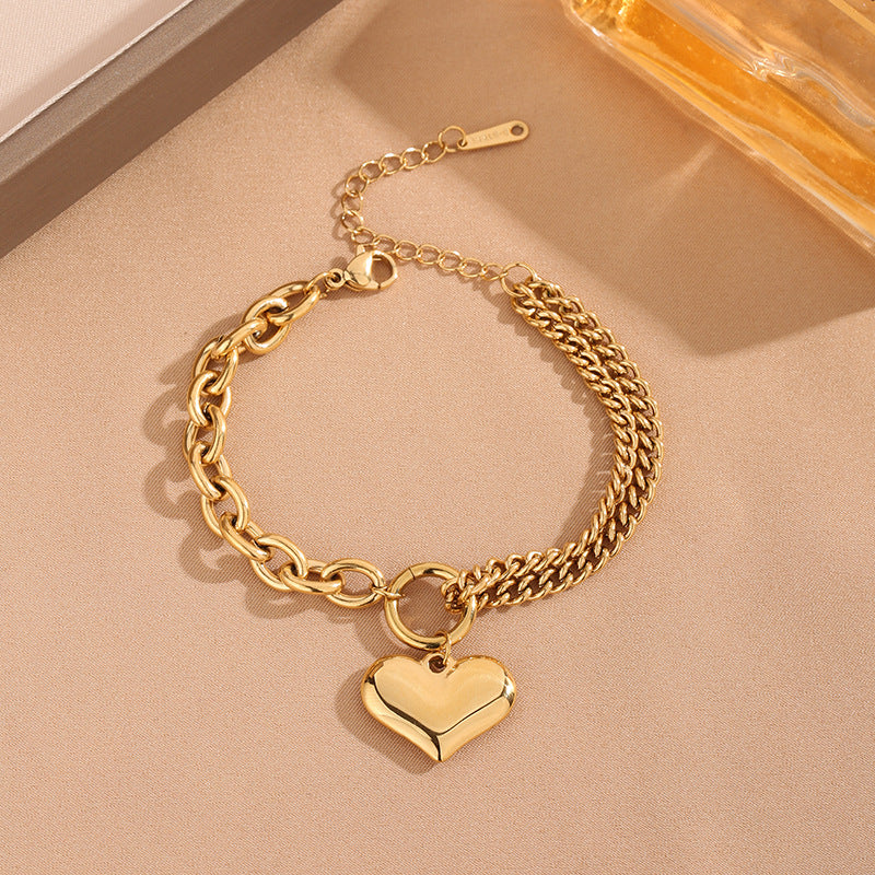 Thick Straps Double-layer Peach Heart Bracelet