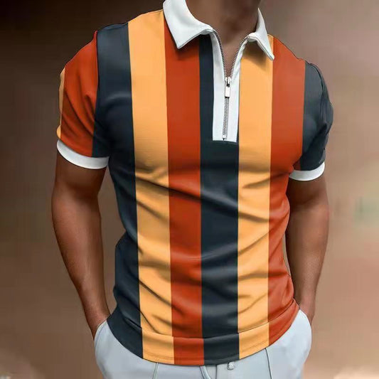 POLO Shirt Striped Printed Short Sleeve T