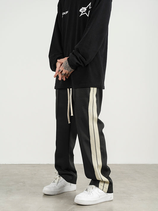 Straight-leg Loose-fitting Sweatpants With Two Bars Webbing