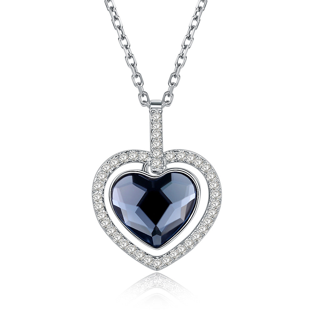 Crystal Necklace Female Sterling Silver Diamond Heart