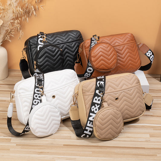 Wave Pattern Ribbon Cross Body Camera Bag