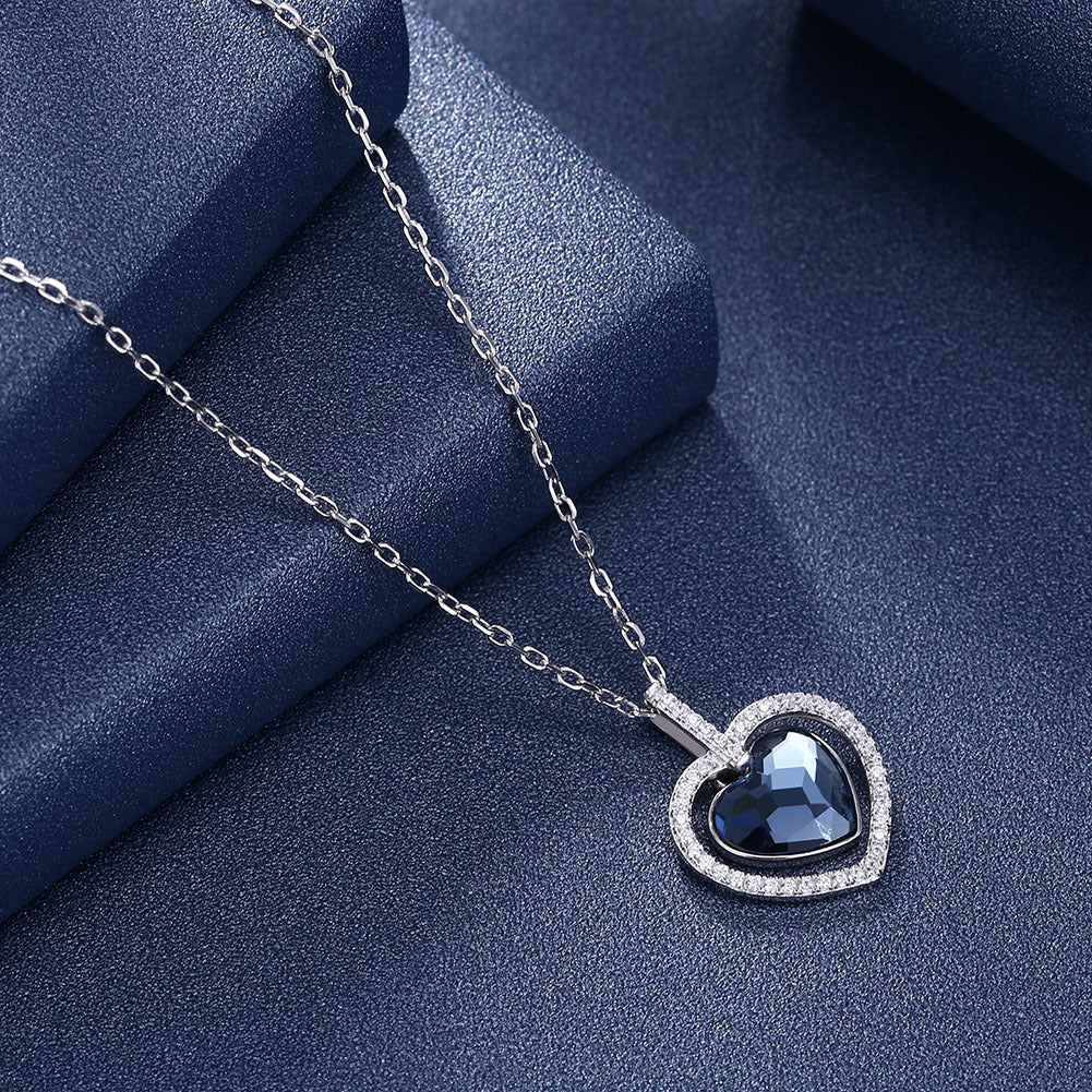 Crystal Necklace Female Sterling Silver Diamond Heart